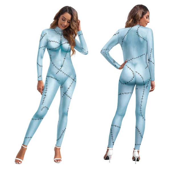 Kvinnors Halloween Jul Sally Kostym Bodysuit Outfit A L