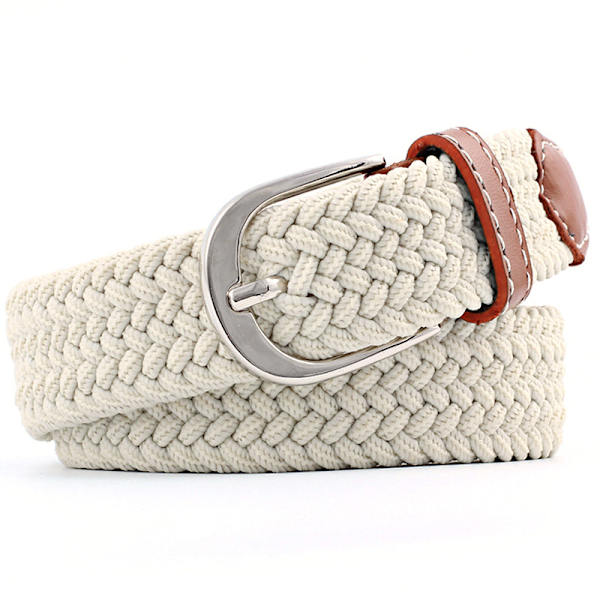Läder Canvas Flätad Midjebälte Vävt Bälte för Jeans Byxor beige