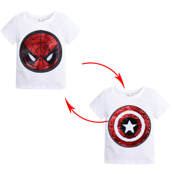 Vändbar paljett Spiderman kortärmad T-shirt Barn Pojkar Flickor white 1-2 Years = EU 74-80