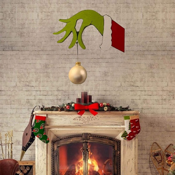 Julstövare Handgjord Utskurna Julstövare Grinch Hand Dekoration Right Hand