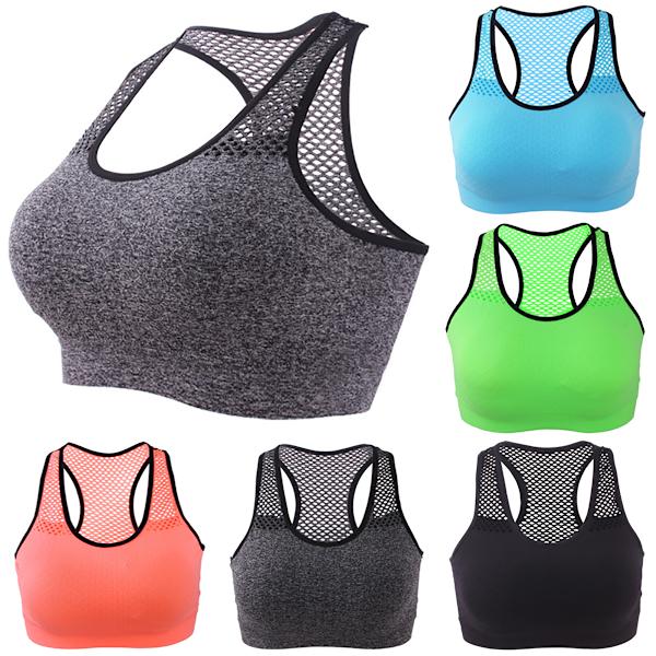 Sports-BH for kvinner uten stålring, mesh-mote Grey L