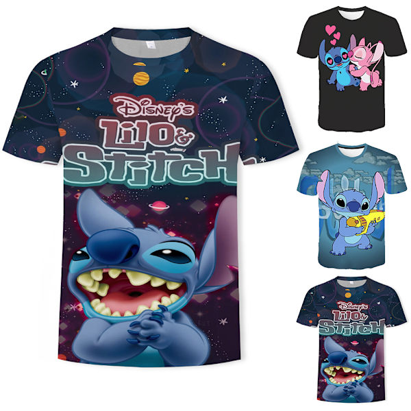 Lilo & Stitch Barn T-shirt Sommar Casual Kortärmad Tryckt Tee Toppar Fans Pojkar Flickor Jul Födelsedagspresent C 150cm