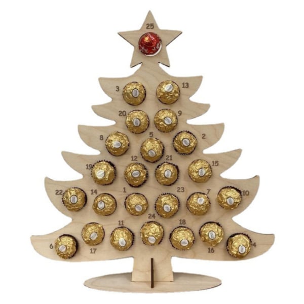 Julkalender i Trä för Choklad, Dekoration för Fest Tree