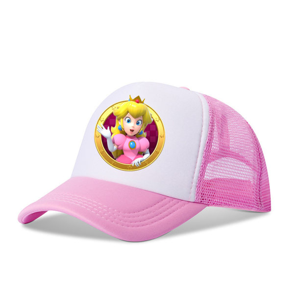 Super Mario Bros Baseballkeps Barn Utomhus Justerbar Andningsbar Mesh Solhatt Pink