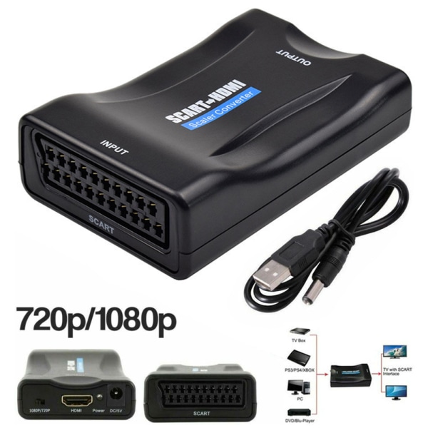 HDMI 720P/1080P Kabel Scart till HDMI Converter Adapter