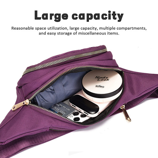 Män Kvinnor Dragkedja Tryckt Bröstväska Bum Bag Midjeväska purple