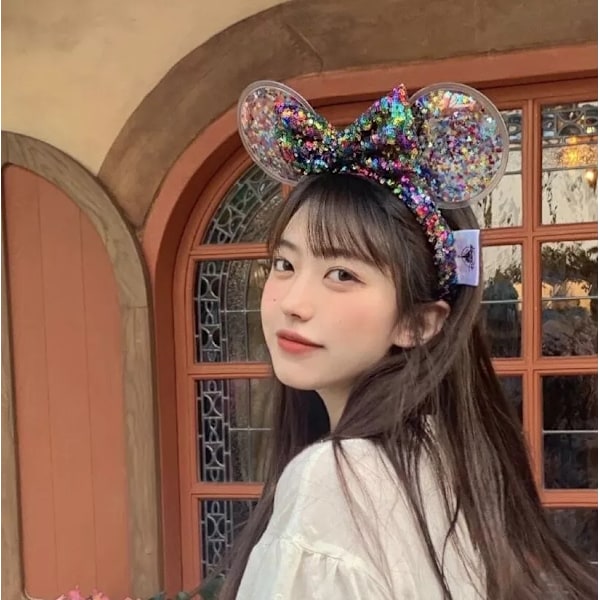 Uudet Disney Park Sparkle Minnie Mickey -korvat Sateenkaaritähden konfetti paljettihiuspanta