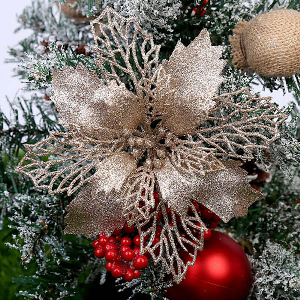 Julgranspynt 10 st Konstgjorda Blommor Bröllopsdekoration champagne 10PCS