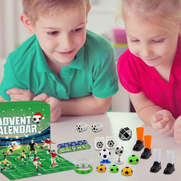 Fotbolls-Adventskalender 2024 - 24 Dagar med Fotbollstillbehör - Byggbar Adventskalender - Leksak för Pojkar och Tonåringar - Julnedräkningskalender