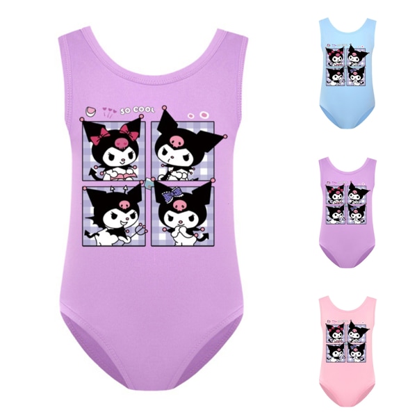 Barnflickor Kuromi Tryckt Monokini Baddräkt Simdräkt Surf Strandkläder Sommar En Delig Baddräkt Purple 130cm