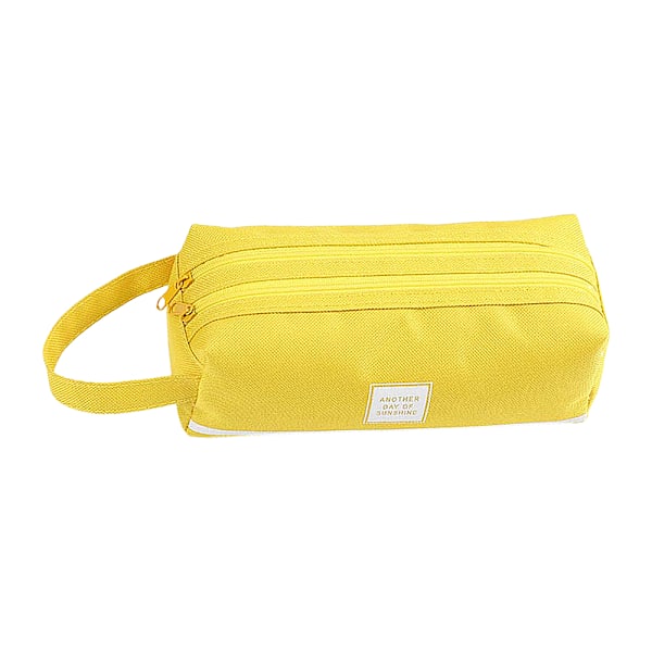 Pennfodral i Canvas, Stor Kapacitet, Enkel Design Yellow