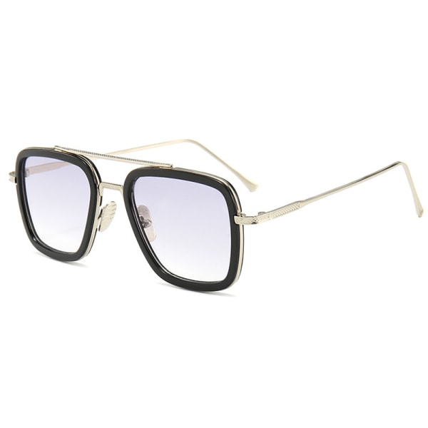 Fyrkantiga solglasögon för kvinnor män Vintage metall solglasögon Silver Frame Gradient Gray Lenses