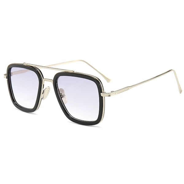 Fyrkantiga Solglasögon för Kvinnor Män Vintage Metall Solglasögon Silver Frame Gradient Gray Lenses