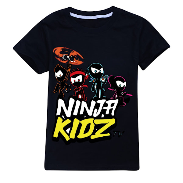Ninja Kidz Barn T-shirt Sommar Casual Kortärmad Tryckt Tee Toppar Fans Pojkar Flickor Jul Födelsedagspresent Black 140cm