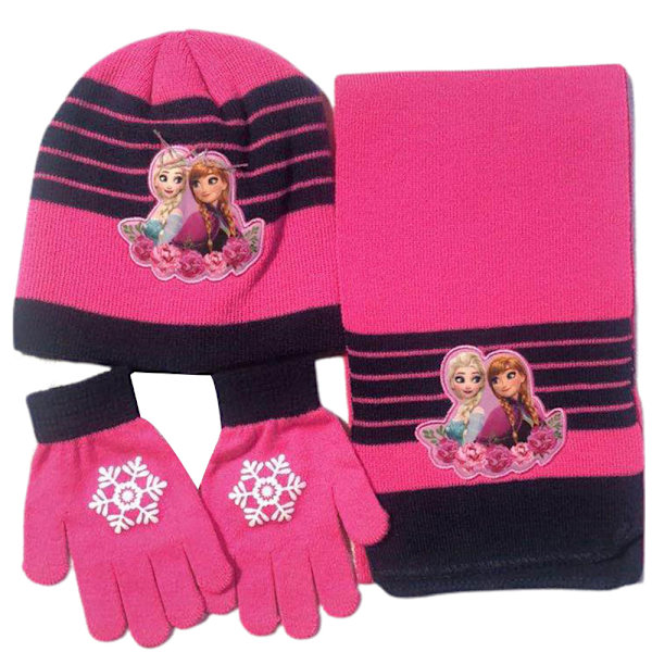 3-delars Set Flickan Frost Elsa Anna Hatt Halsduk Vantar Set A