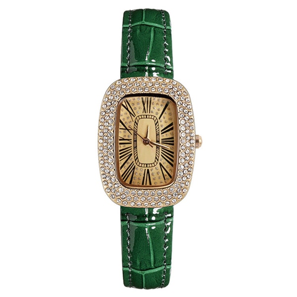 Watch Mode Rhinestone Gypsophila Quartz Watch Green