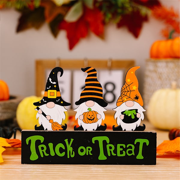 3 kpl Halloween Pöytäkoriste Puinen Kyltti Pöydälle Kodin Sisustukseen A