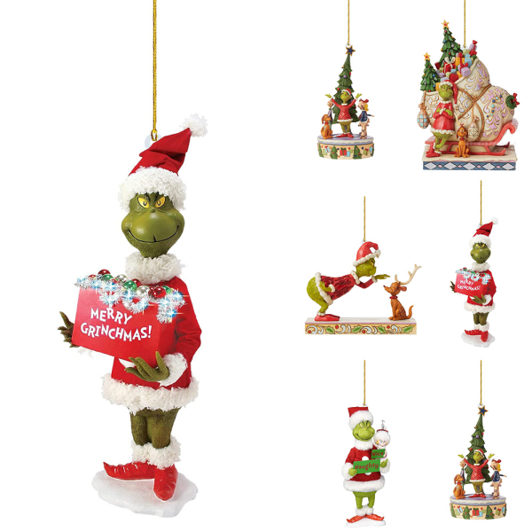 Christmas Grinch hängande prydnader Dekor Xmas Tree Indoor D