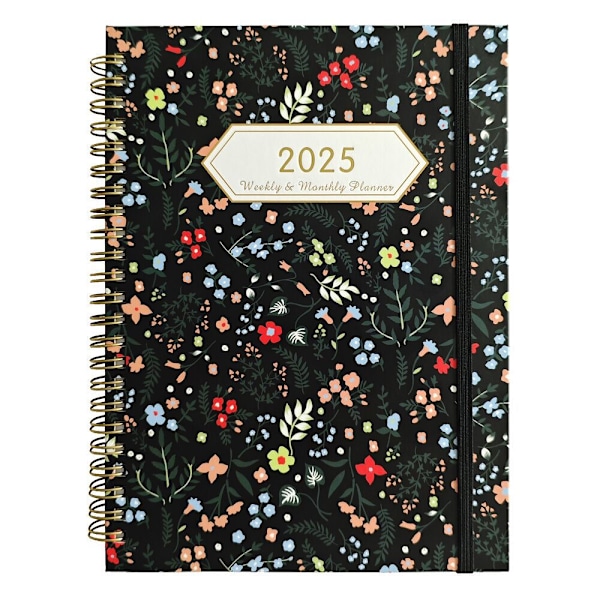 2025 Planer, Vecko- och Månadsplaneringsbok, Januari 2025, December 2025, Hårdpärmskalenderplanerare med Flikar, Noteringssidor, Innerficka, A5 C