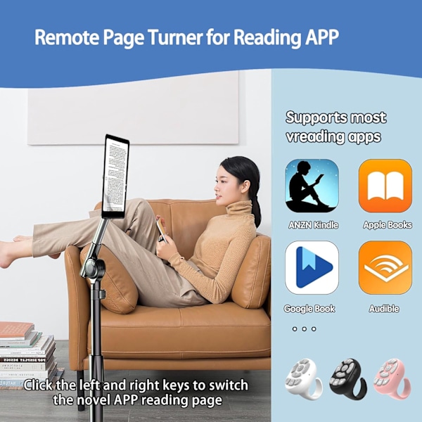 Fingerspids Trådløs Bluetooth Fjernbetjening, Scrollering til iPhone, Tk Scrollering, Genopladelig Kamera Fjernbetjening Scrollering til iOS/Android/Ipad White