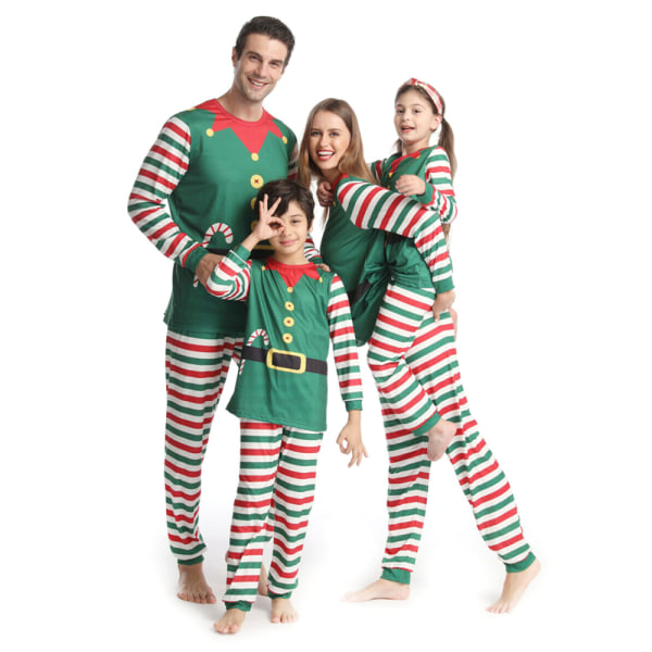 Julpyjamas för familjen - matchande älvpyjamas med långa ärmar och byxor Mon 2XL