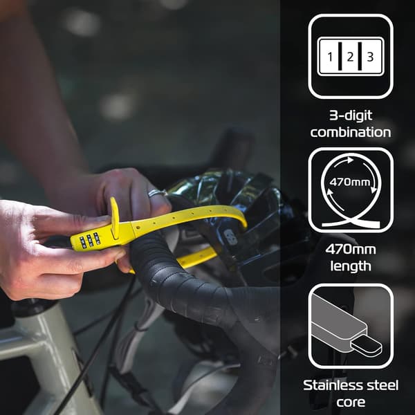 Oxford Combi Zip Lock Cykelsäkerhetskabel och Cykellås Gul