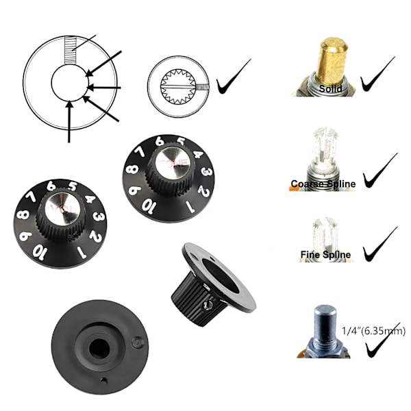 2 Tone 2 Volume Gitarr Witch Hat Knobs med ställskruv för elgitarrdelar och tillbehör
