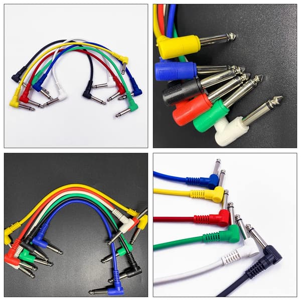 3 st rätvinkliga patchkablar - 6,35 mm instrumentkablar för gitarr, bas effektpedaler