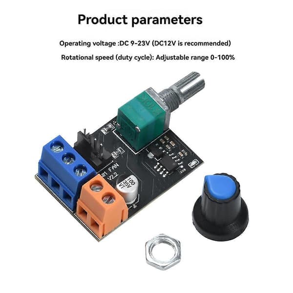 PWM Server Fläkthastighetsregulator 3-tråds 4-tråds Motor Steglös Fläkt Guvernör DC 12V Motor Hastighetskontroll