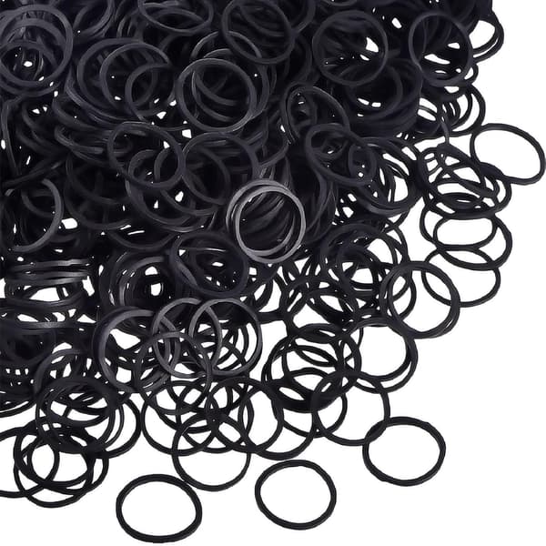 Förpackning med 1000 mini gummiband, mjuka elastiska band för barnhårflätor, bröllopsfrisyrer och mer (svart)