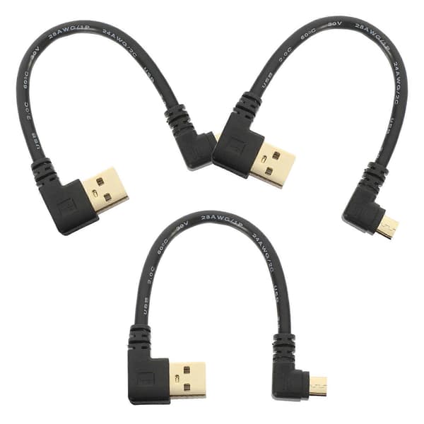 Micro USB-laddningskabel för dataöverföring 6 st Högervinkeldesign Svart