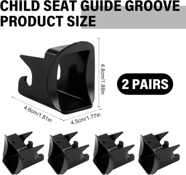 2 par barnsäkerhetsbilstolsguideplats Isofix-guidefåra Säkerhetsbältesfäste Anslutning Universal Passform Svart