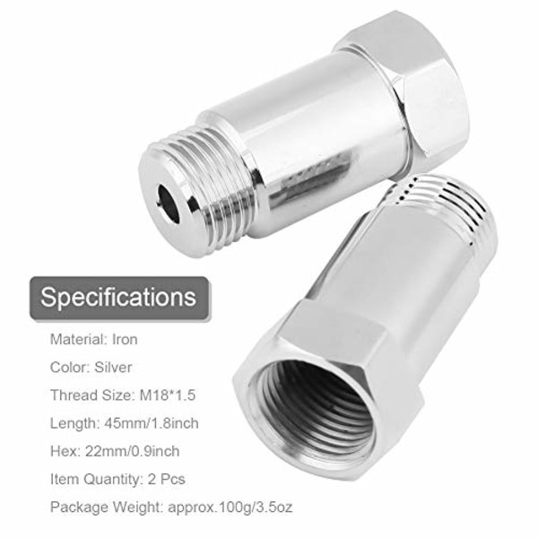2st O2 Sensor Spacer Universal 45mm M18*15 Check Engine Light Eliminator Adapter O2 Syresensor Spacer Extender Adapter Silver