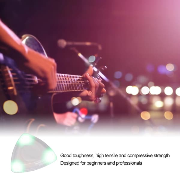 Glödande LED-gitarrplektrum, ersättning för akustisk elbasgitarr (grön)