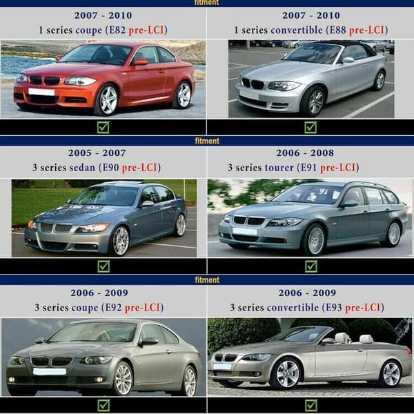 Bohaner 51167135097 51167135098 Par Glanssvarta Dörrvinge Spegelkåpor Backspegelkåpa för BMW E81 E82 E87 E88 E90 E91 E92 E93