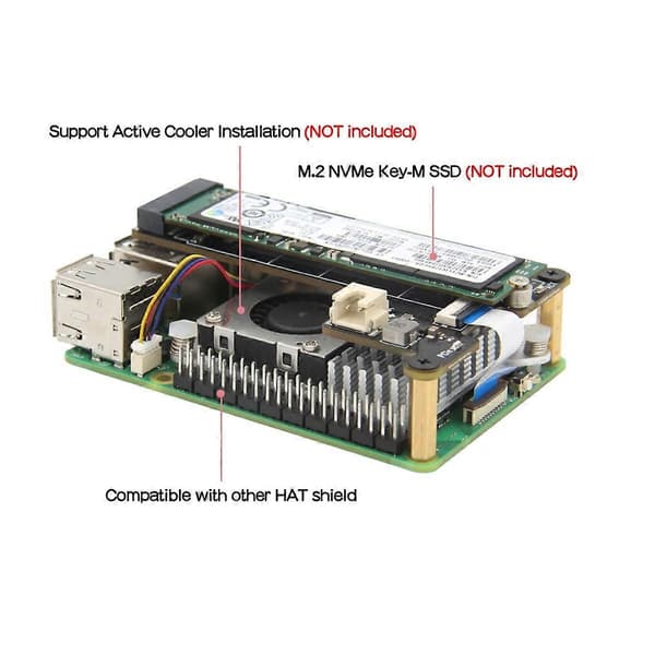 X1001 M.2 NVMe SSD Shield PCIe Peripheral Board för Raspberry Pi 5
