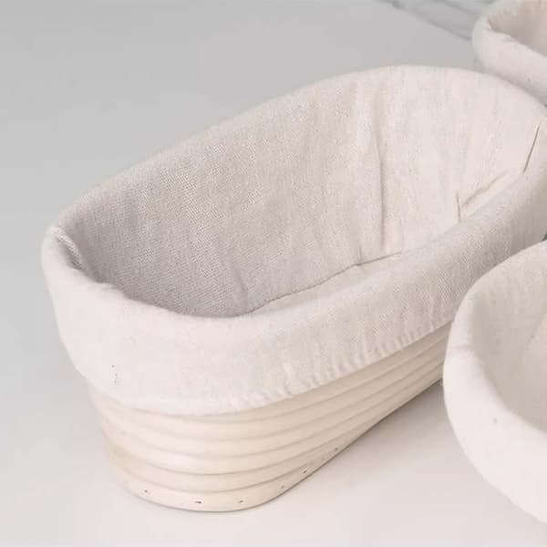 Linnefoderduk (2 st), Oval bagarlinneduk med elastisk midja, Linneduk för jäskorgar, Tillbehör för brödbakare