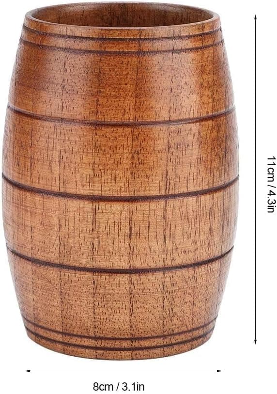 Beufee 2PCS Träölmugg Träölkopp Träfatformad Trädrickskopp Tekopp Handgjorda Tekoppar Kaffekoppar