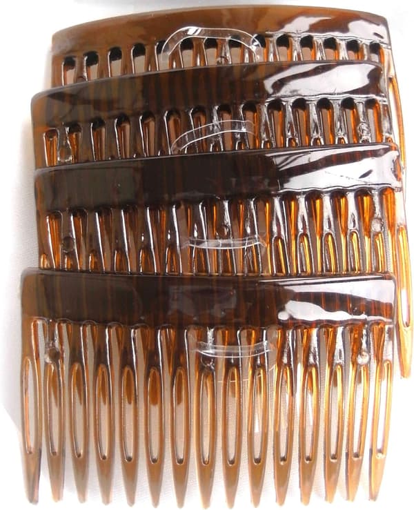 7 cm sidokammar, hårkammar, 4-pack - sköldpaddsmönster
