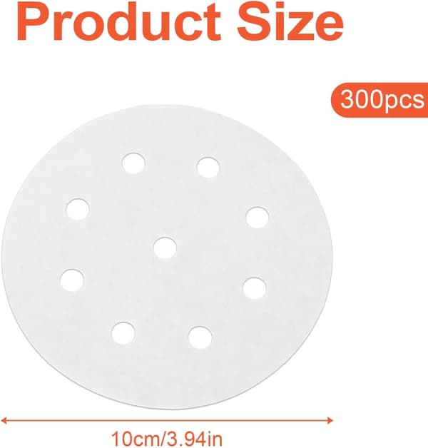 300 st ångpapper, bambu ångfoder för ångade bullar, dumplings, bakning, vit non-stick