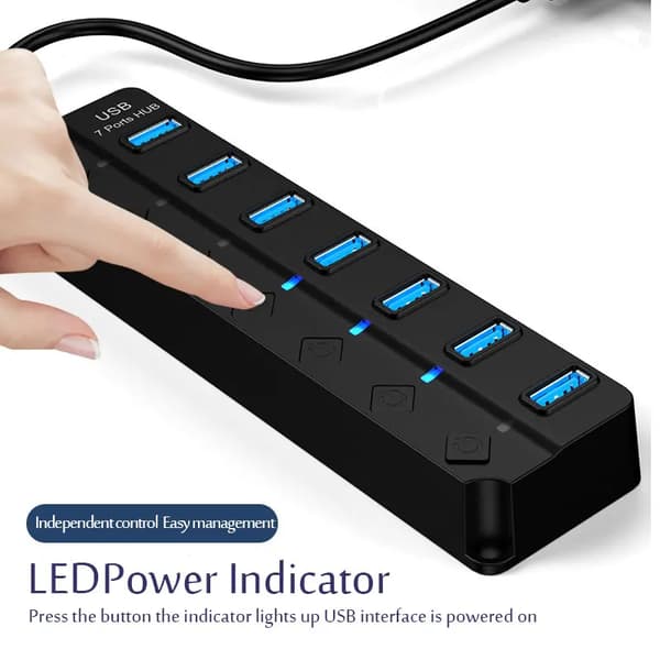 USB 20 HUB USB 30 strömadapter Multi USB-portar strömadapterförlängare USB Multi Port Splitter med omkopplare för bärbar dator