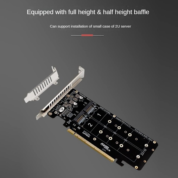 Dubbelsidig 4-diskars NVME-kort PCIeX16 till M2 M-Key NVMEx4SSD 2U Server Array Expansion Adapter Split Card