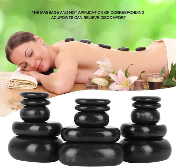 20 delar professionell naturlig stenmassage terapi lavaset - heta spa-stenar basaltstenar för terapi svart