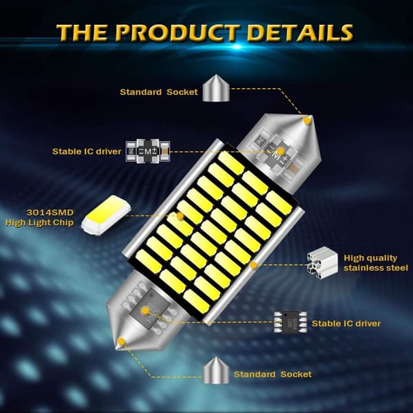 10 st C5W-lampor 36 mm LED Pure White CANbus för Samsung 2835 SMD registreringsskyltsbelysning för BMW E39 E36 E46 E90 E60 E30 E53 E70