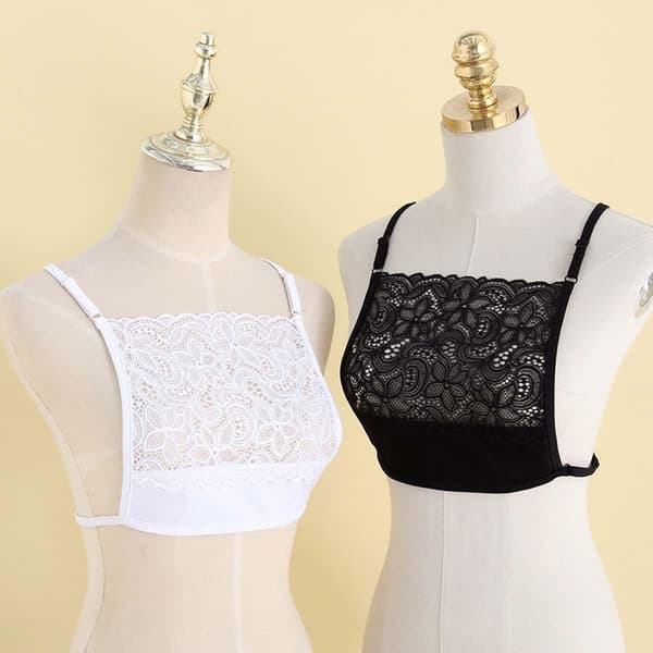 Lady Lace bärbar mock-linne bh-överdrag bröstpanel för kvinnor vit