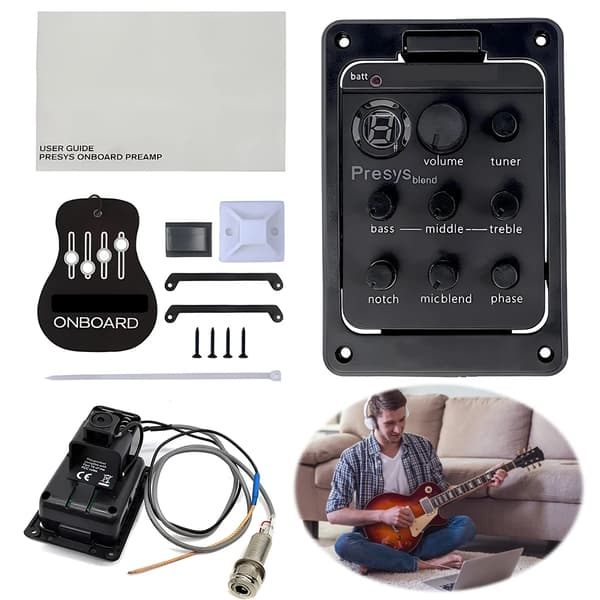 Plast 301 Gitarr Pickup EQ Equalizer med Stämapparat Presys Piezo Pickup Gitarr Blend Förförstärkare Gitarr Ljudhål EQ Delar Tillbehör
