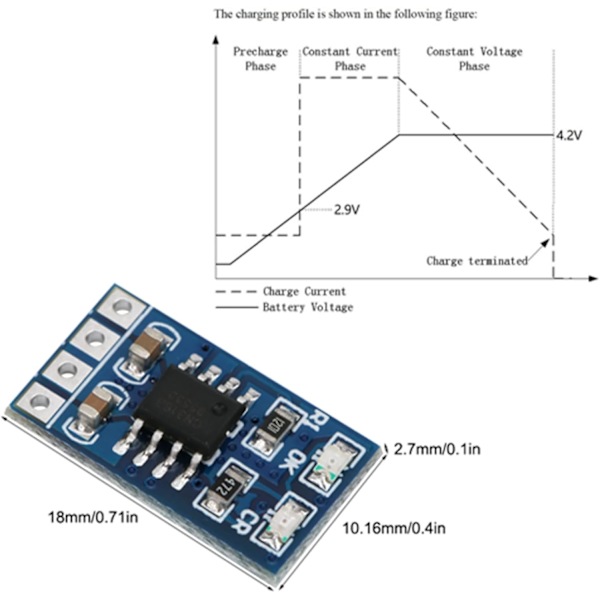 MPPT Solar Charge Controller Module 1A 42V 37V Lipo Batteriladdare 18x1016x27mm Solpanel Controller Module (Utan stift)