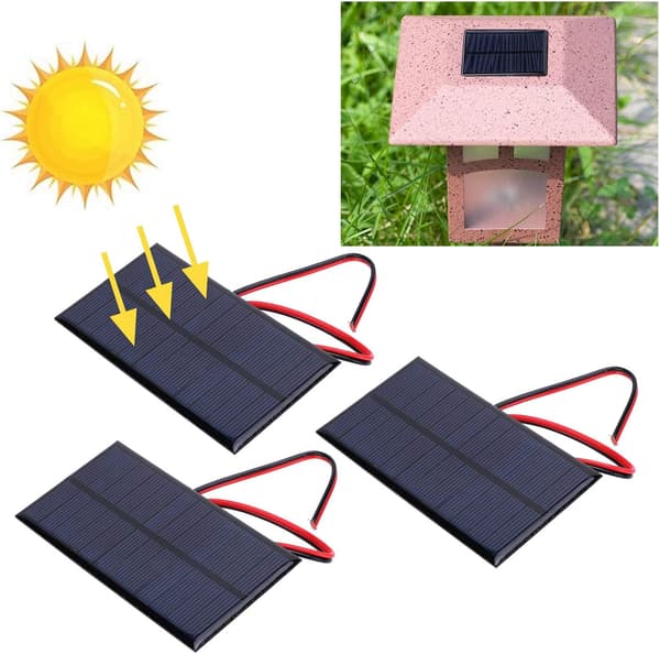 DEWIN Solpanel 3 st DC 6V 1W Solpanel Cell Strömmodul med 30 cm Kabel