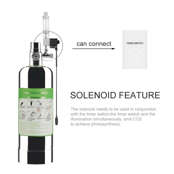 5L Dubbel Akvarium CO2 Generator System Kit CO2 Cylinder Generator System med Magnetventil Bubbel Diffusor Koldioxid