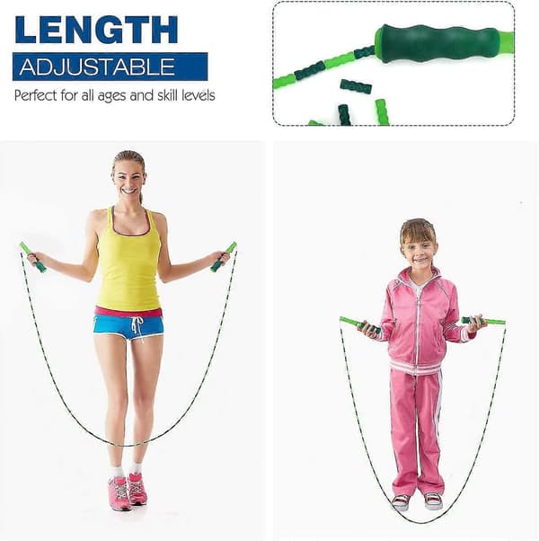 Hopprep Mjukt Pärlhopprep (2-pack), Premium Justerbart Segmenterat Trasselfritt